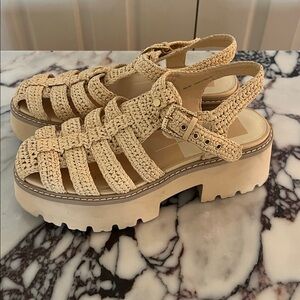 Dolce Vita Woven Cream Platform Sandals